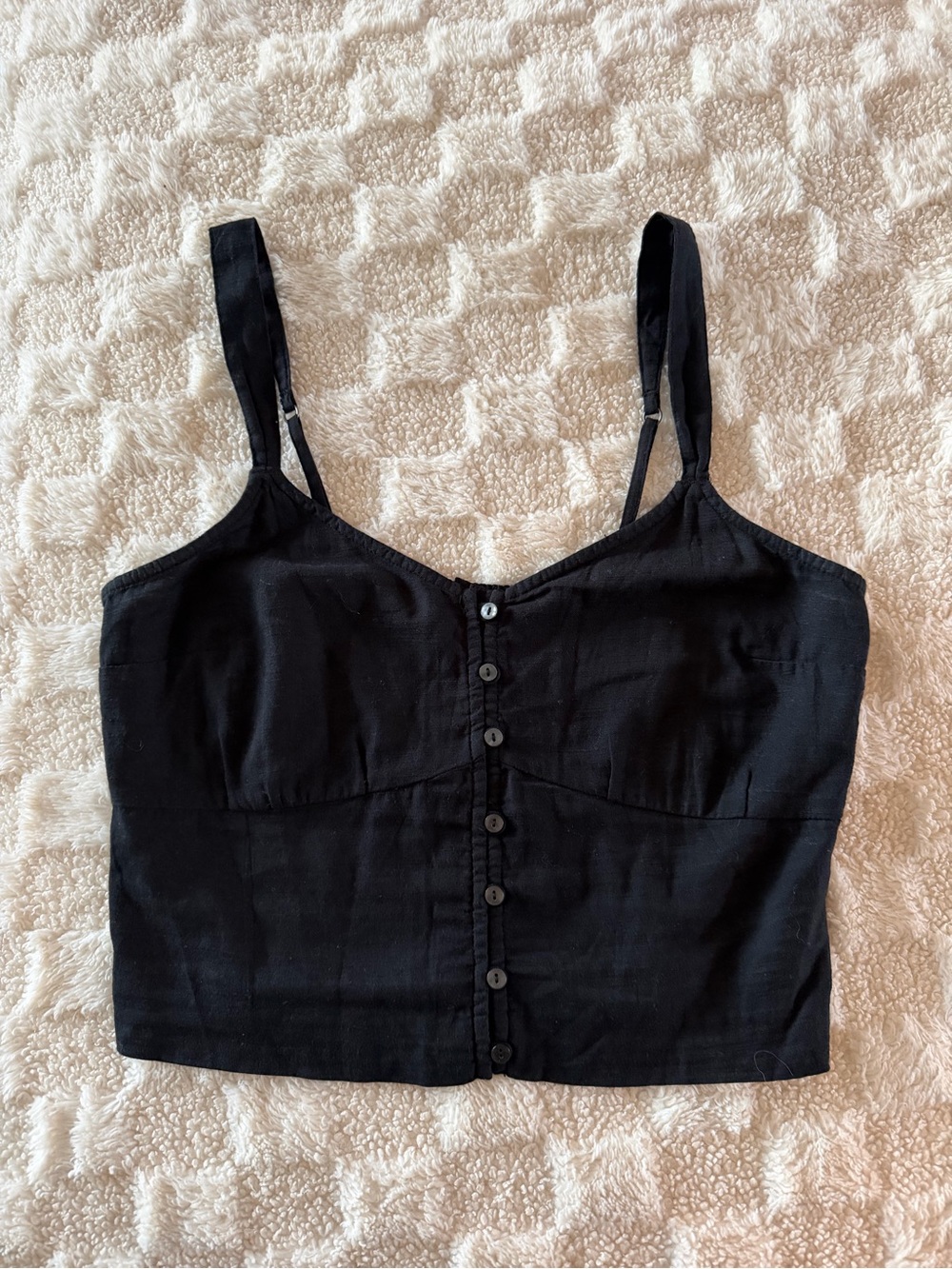 Abercrombie and fitch Black Button-Front Cami Crop Top med
